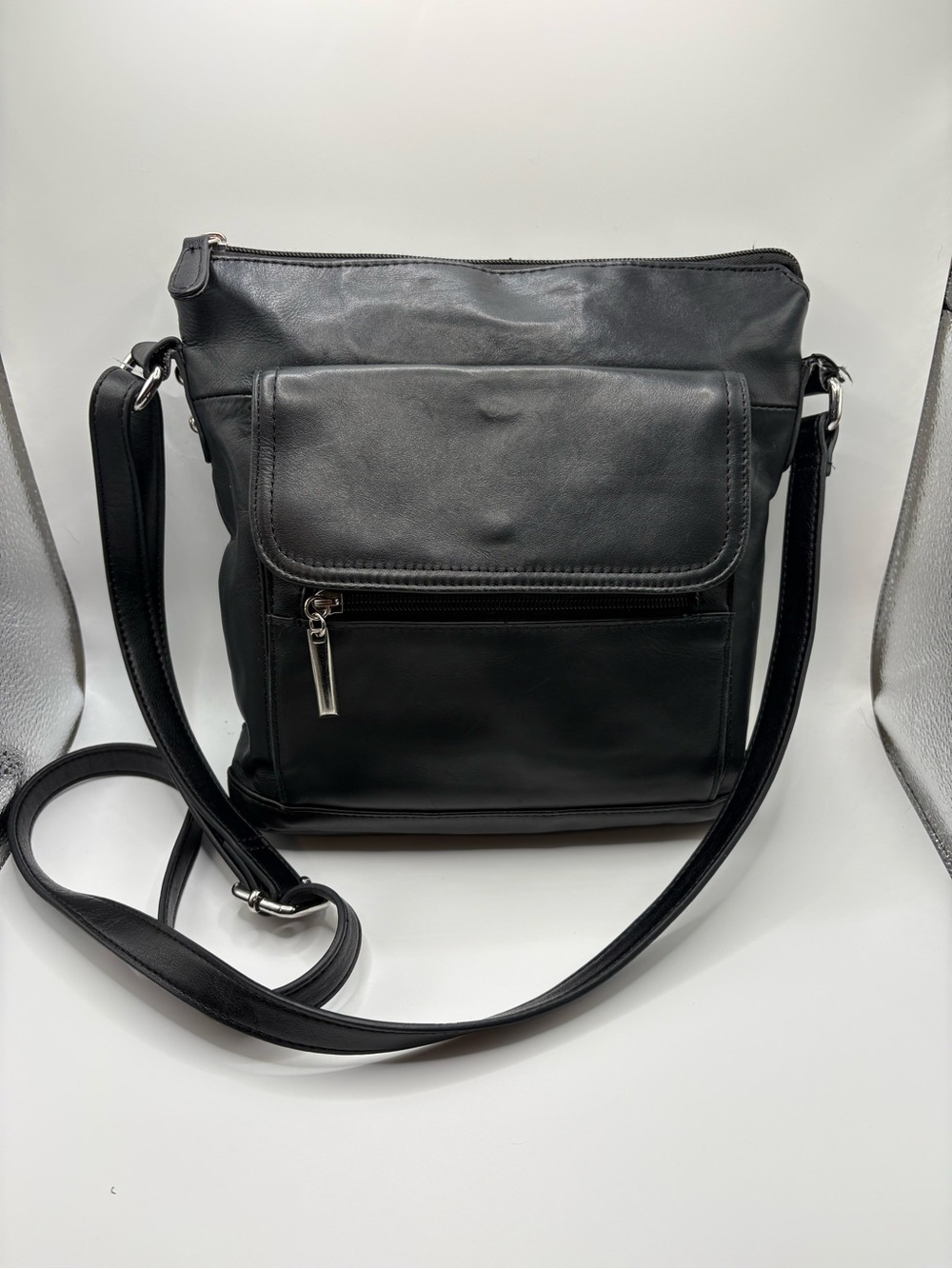 Giani Bernini Black Leather Crossbody Bag